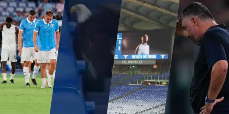 L’aquila Flaminia in tribuna, il video con le maglie vecchie, Gattuso già chiede scusa: incubo Lazio