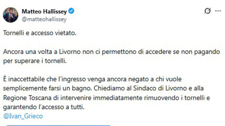 Tornelli in spiaggia, Comune Livorno attacca video di Halissey ‘Scorretto’